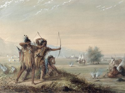 Slangenindianen Testen Bogen, 1837 door Alfred Jacob Miller